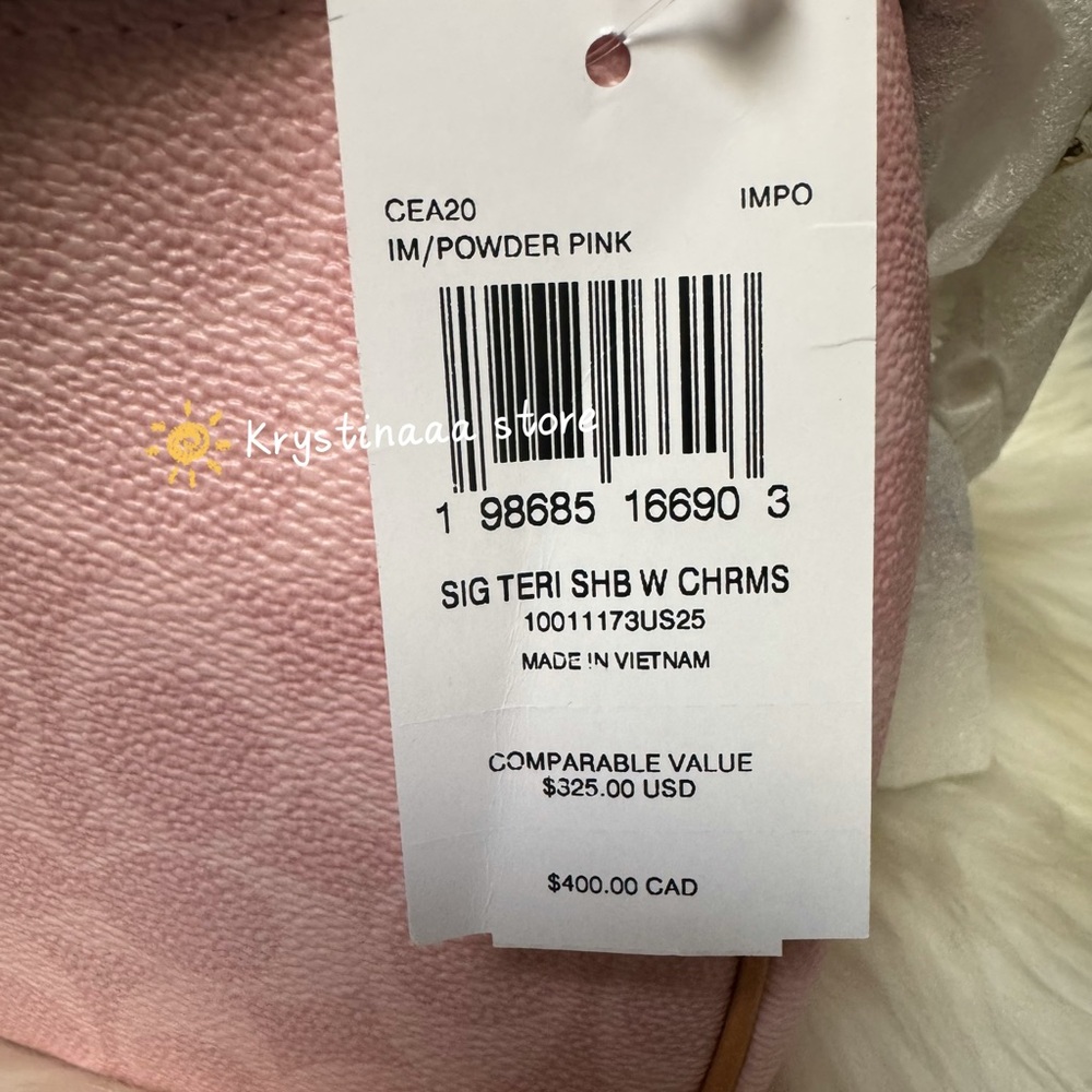 NWT Coach Gold Powder Pink Teri Shoulder Bag Signature with Charms CEA20 - Picture 11 of 11